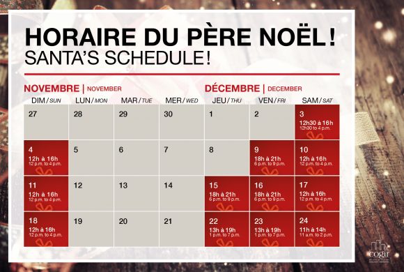 Horaire du Père Noël – Santa’s Schedule – 2016