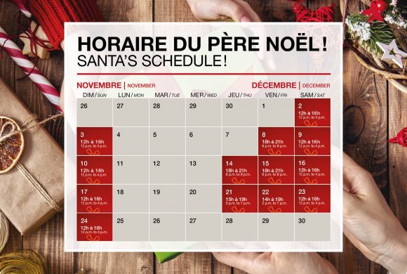 Horaire du Père Noël – Santa’s Schedule – 2017